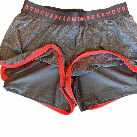 Under Armour 2 in 1 Shorts Women’s XS Heat Gear Running Compression Gray - Picture 5 of 6